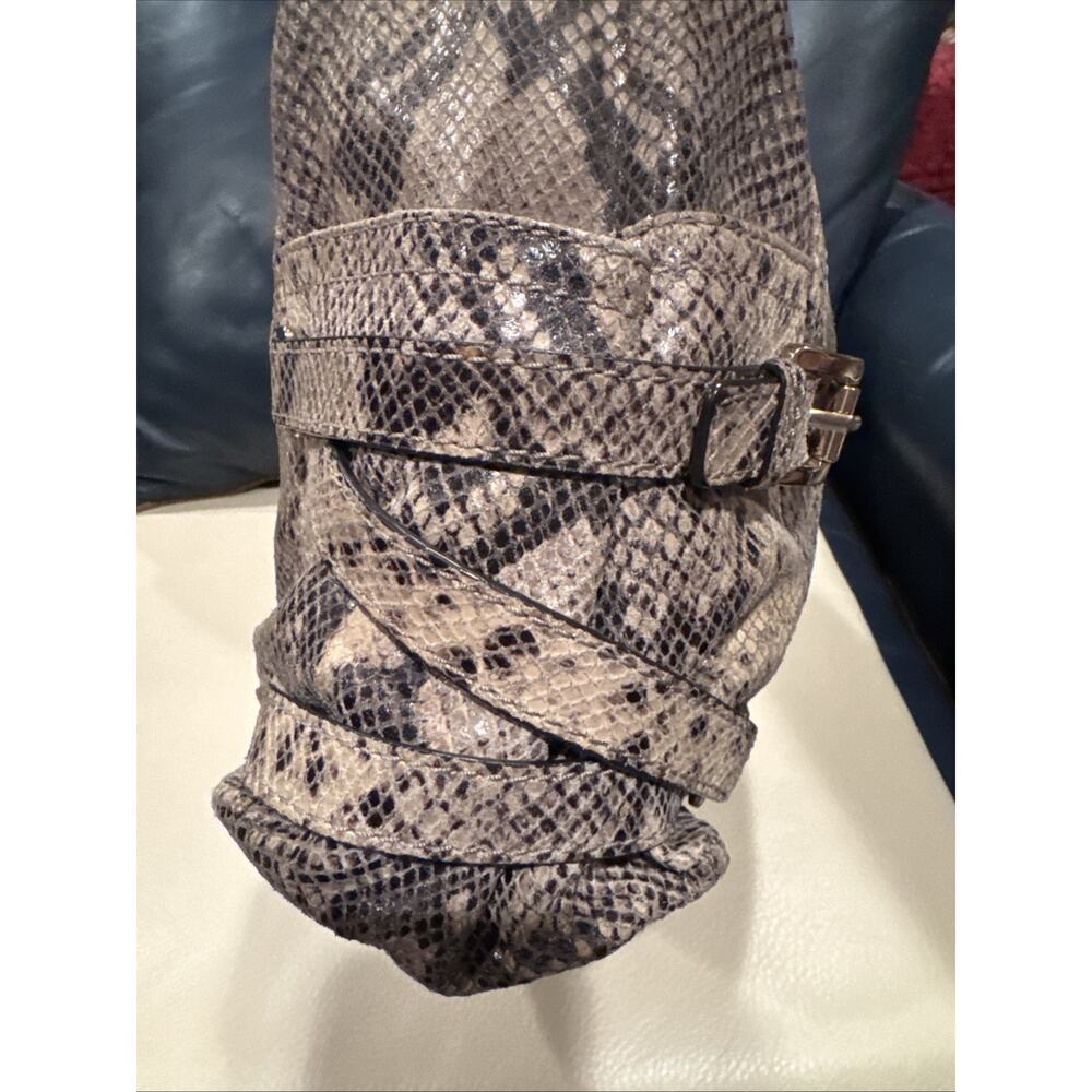 Michael Kors Women's Large Tan Leather Snakeskin Hobo Bag - Picture 8 of 12